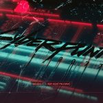 Ekran startowy gry Cyberpunk 2077 z futurystycznym neonowym tłem i logotypem gry.